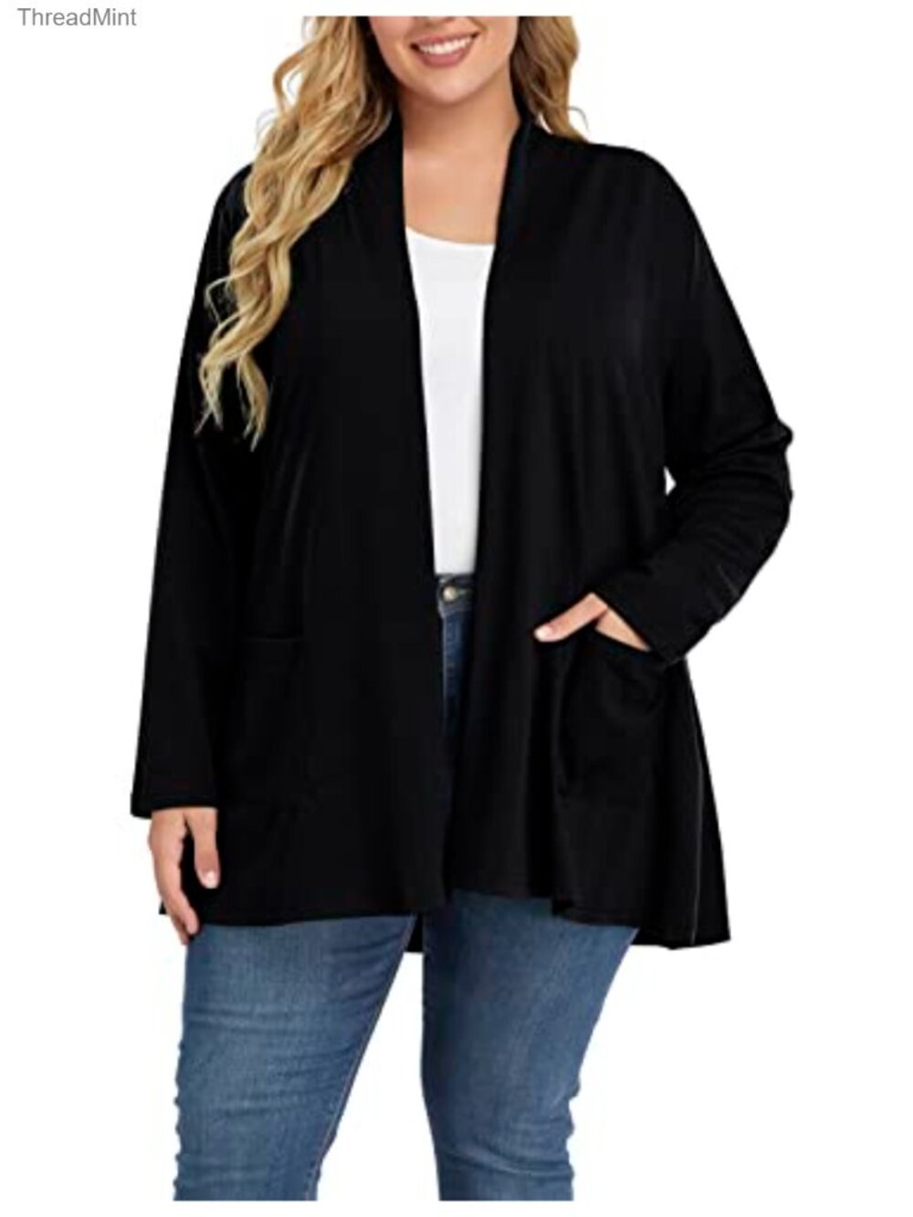 Lightweight Cotton Blend Open Front Plus Size Cardigan Sweater